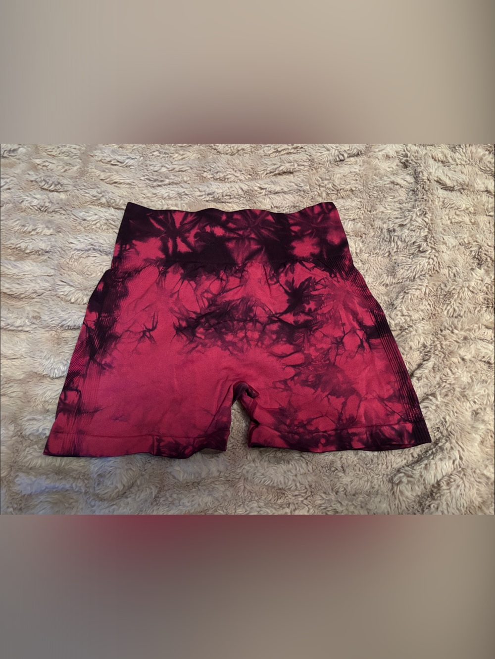 Tie-Dye High-Rise Women’s Shorts — Burgundy/Black